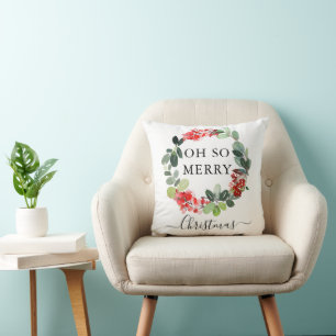 Coussin Chic Festiath Wreath Oh So Joyeux Script Noël