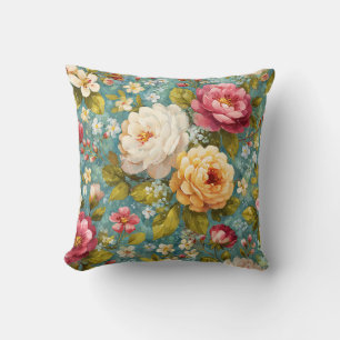 Coussin Chic Floral Romantique Botanique Vintage Coloré