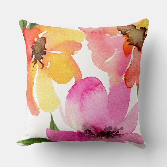 Coussin Chic Girly Rose or rose florale pivoines (Recto)