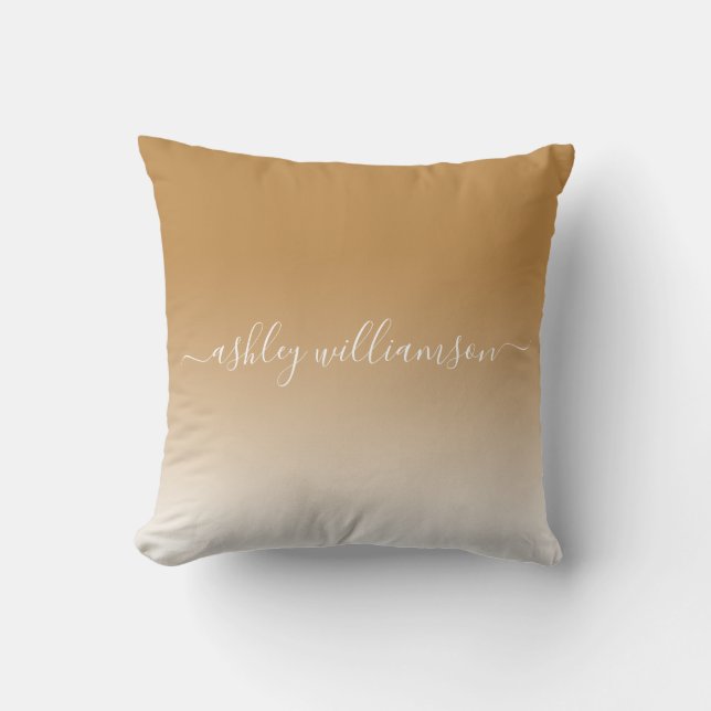 Coussin Chic jaune Ombre Effet Monogramme Nom (Recto)