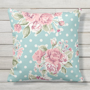Coussin chic minable, pois, roses roses, cru, mignon, v
