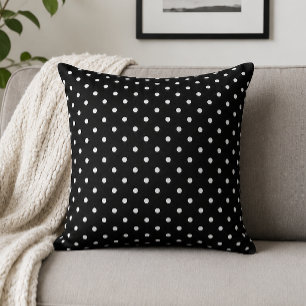 Coussin Chic Minimaliste Noir à Points