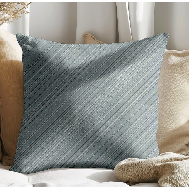 Coussin Chic moderne Boho Stripes Bleu (Créateur téléchargé)