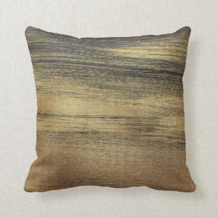 Coussin Chic moderne Gold Gris Abstrait brosses