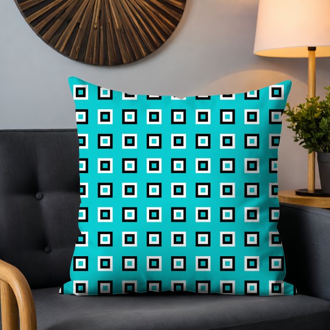 Coussin Chic moderne Turquoise Motif géométrique (Créateur téléchargé)