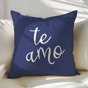 Coussin Chic Navy Bleu et Blanc Espagnol I Love You Te Amo