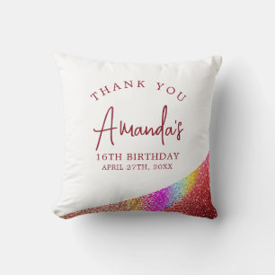 Coussin Chic Rose Parties scintillant or Rainbow Sweet 16 