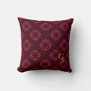 Coussin Chic rouge marocain cercle motif monogramme
