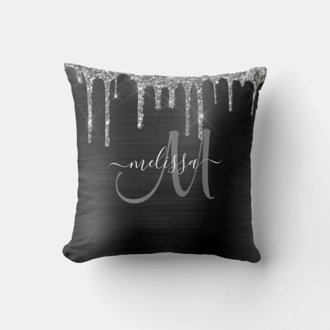 Coussin Chic Silver Parties scintillant Drives brossé nom  (Recto)