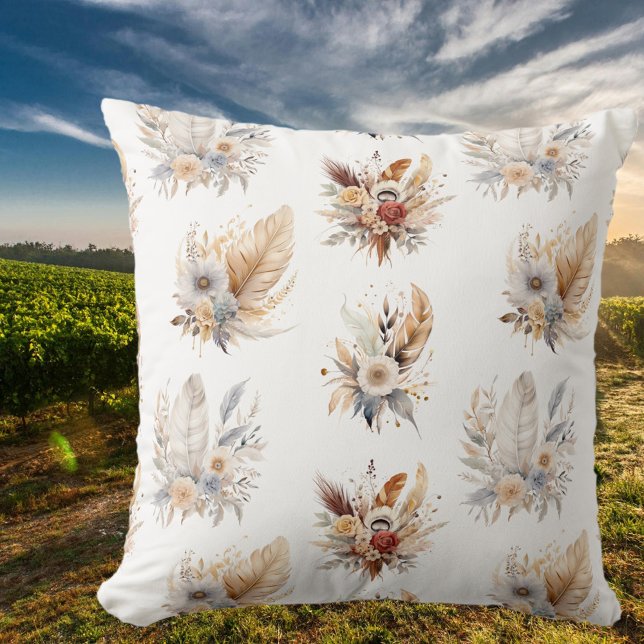 Coussin Chic Western Boho Floral Bouquet Motif (Créateur téléchargé)