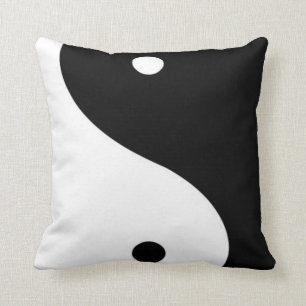 COUSSIN CHIC YIN YANG ART CONTEMPORAIN NOIR ET BLANC