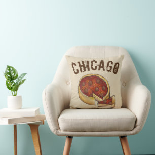 Coussin Chicago IL Illinois Plat profond Pepperoni Pizza