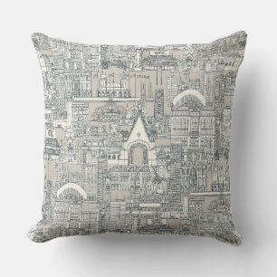 Coussin Chicago toile gris foncé classique beige
