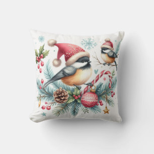 Coussin Chickadee de Noël