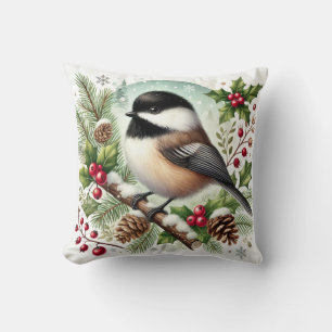 Coussin Chickadee de vacances