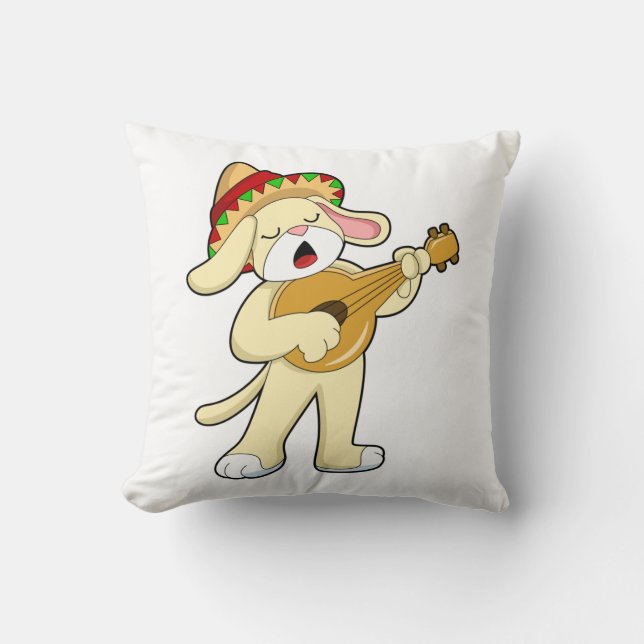 Coussin Chien à la musique avec guitare (Recto)