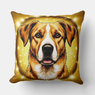 Coussin Chien avec fond doré