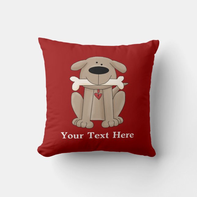 Coussin Chien avec l'os (personnalisé) (Recto)