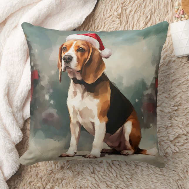 Coussin Chien beagle à Noël de neige (Couverture)