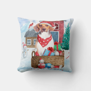 Coussin Chien beagle dans la neige Maison de Chien de Noël