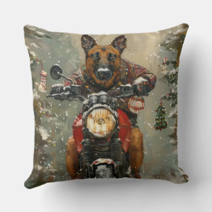 Coussin Chien belge Malinoi équitation moto Noël