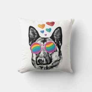 Coussin Chien berger allemand avec coeur Saint-Valentin