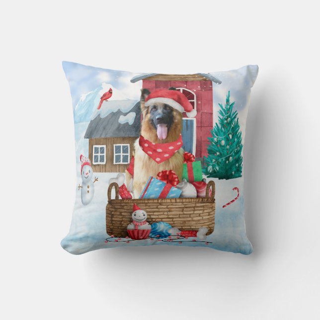 Coussin Chien berger allemand dans la neige Maison de chie (Recto)
