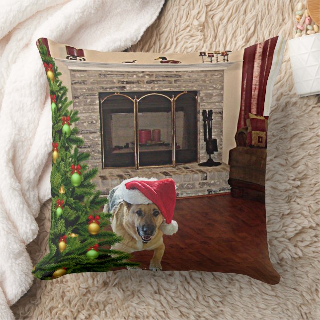 Coussin Chien berger allemand de père Noël par sapin de No (Couverture)