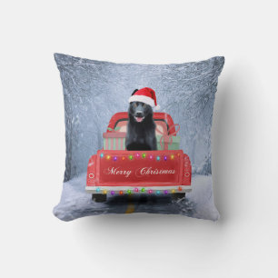 Coussin Chien berger allemand en neige assis à Noël