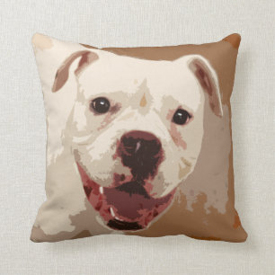 Coussin chien blanc de boxeur
