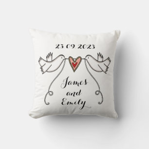 Coussin Chien cadeau Mariage Doves blanches personnalisées