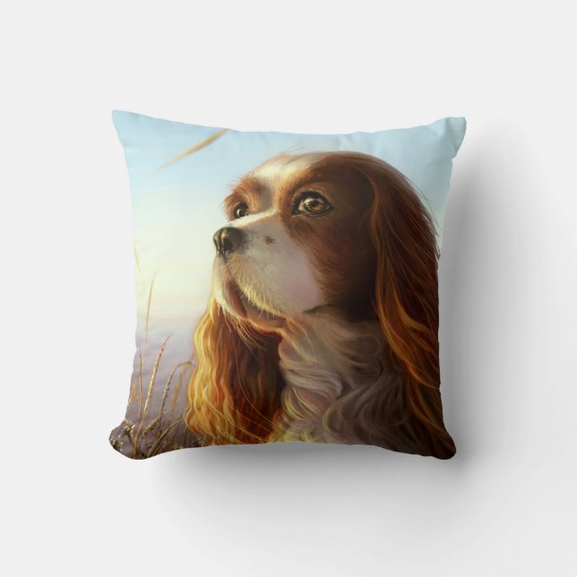 Coussin Chien cavalier du Roi Charles dans la peinture (Recto)