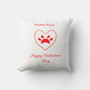 Coussin Chien chat patte cœur rouge joyeuse Saint-Valentin