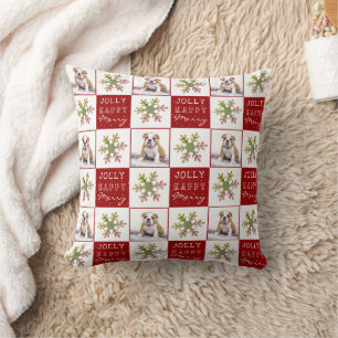 Coussin Chien Chien Puppy Pet photo Feu de neige Rouge Noë