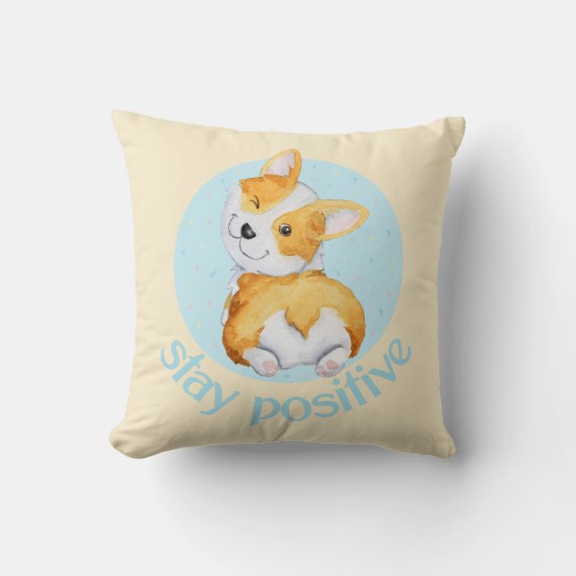 Coussin Chien chiot de Corgi mignon (Recto)