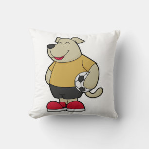 Coussin Chien comme joueur de football avec balle de footb