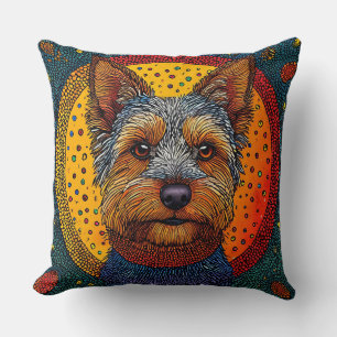 Coussin Chien dans le style d'art à points