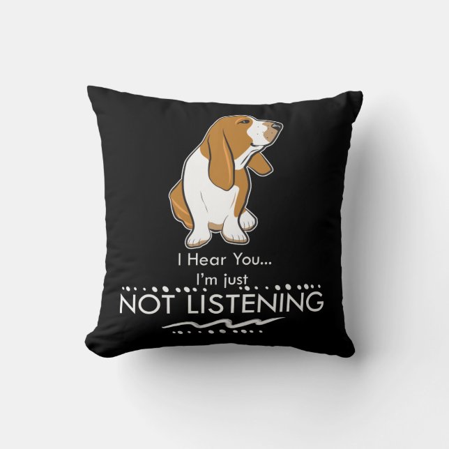 Coussin Chien de Basset Hound - entendez que vous je (Recto)