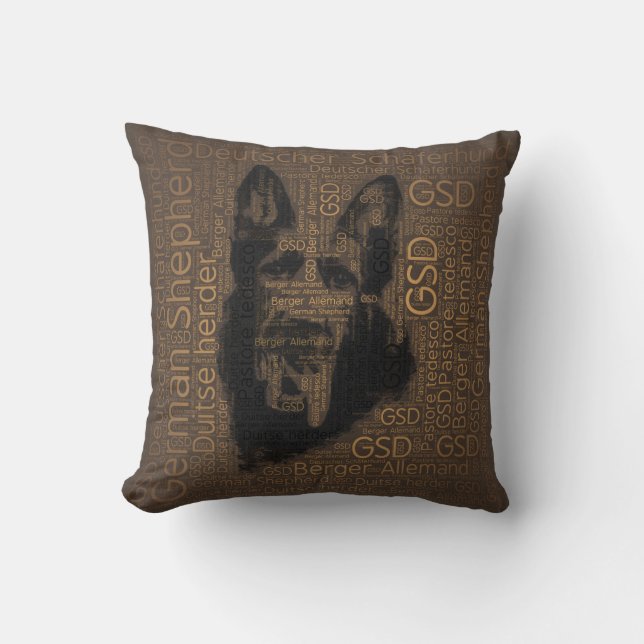 Coussin Chien de berger allemand de travail - motif de mot (Recto)