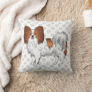 Coussin Chien De Caricature De Papillon Rouge Et Blanc Aux