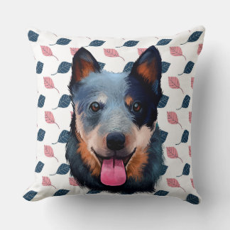 COUSSIN CHIEN DE CHIEN AUSTRALIEN DE COULEUR D'EAU FACE