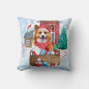 Coussin Chien de Corgi dans la neige Maison de Chien de No