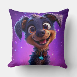 Coussin Chien de dessin animé fantaisiste, accent décorati