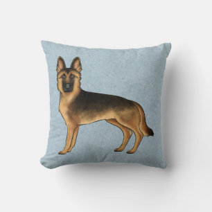 Coussin Chien de dessin animé Shepherd allemand noir et fe