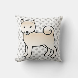Coussin Chien de dessin animé Shiba Inu à crème & pattes