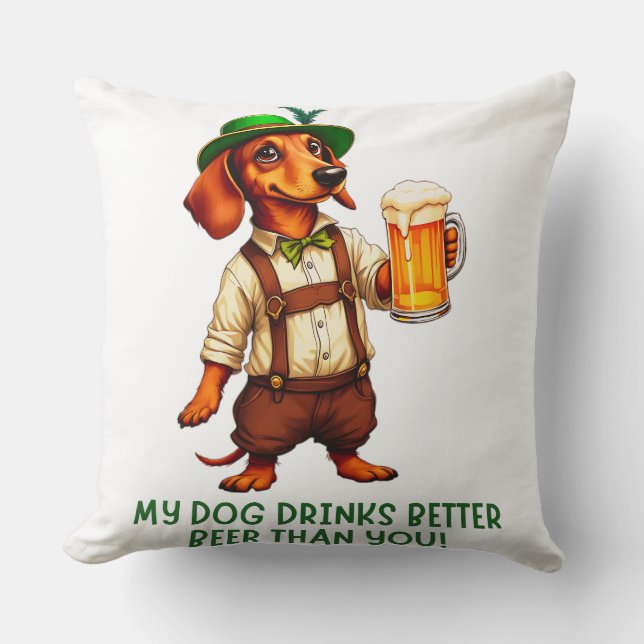 Coussin Chien de la fête de la bière Dachshund (Recto)