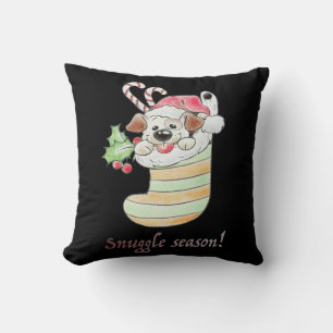 Coussin Chien de la saison des câlins dans un bas