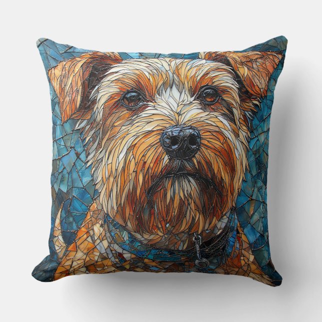 Coussin Chien de mosaïque coloré (Recto)