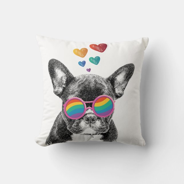 Coussin Chien de taureau avec Coeurs Saint-Valentin (Recto)
