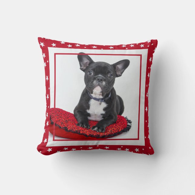 Coussin Chien de taureau français Photo Red Star Noël (Recto)